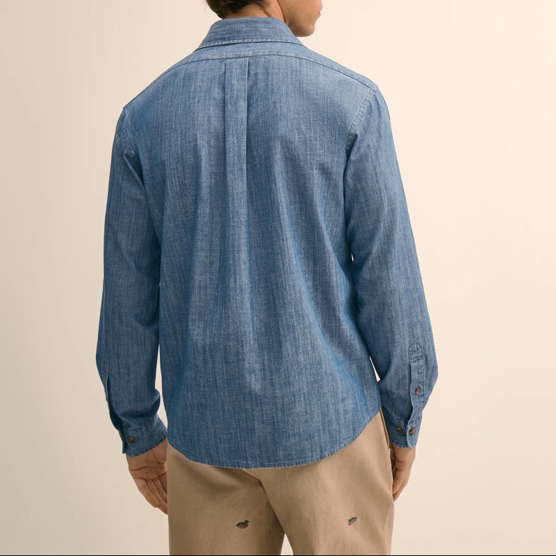 Men's Blue Chambray Long Sleeve Work Shirt