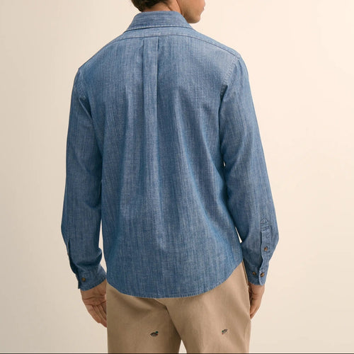 Men's Blue Chambray Long Sleeve Work Shirt