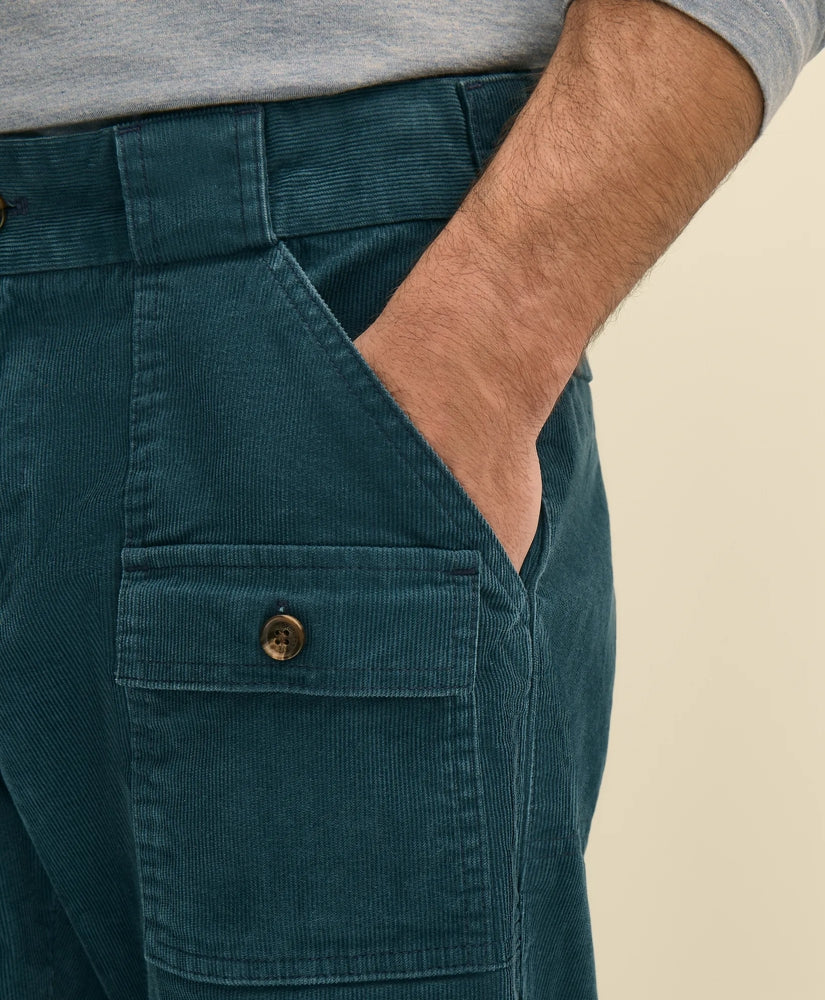 Men's Dark Green Straight-Leg Cargo Trousers