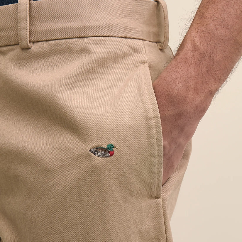 Men's Khaki Straight Leg Casual Trousers with Embroidery