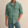 Men's Washed Green Long Sleeve Utility Shirt