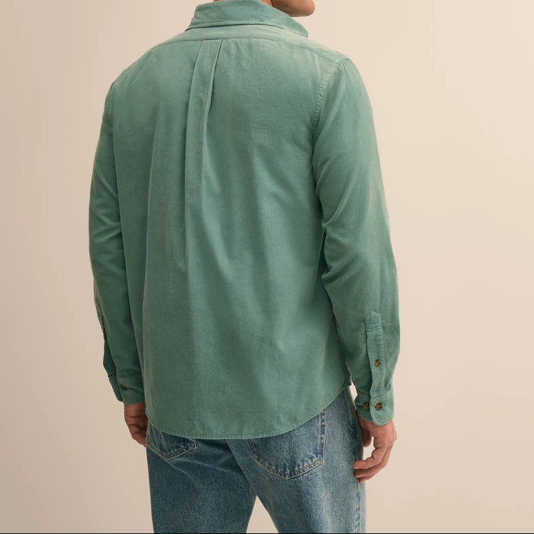 Men's Washed Green Long Sleeve Utility Shirt
